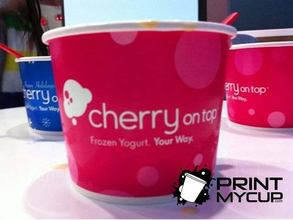 Cherry On Top Frozen Yogurt 1 www.printmycup.com custom printed yogurt cups